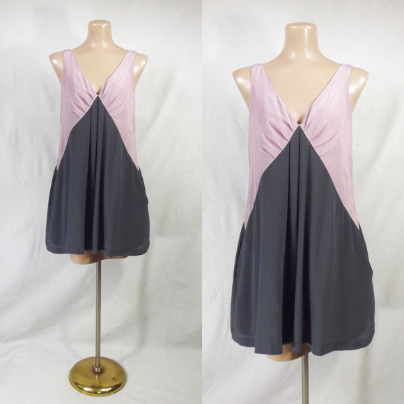 Twelve by Twelve Dresses & Skirts - Pink & Grey SILK Babydoll Mini Dress w/ Pockets